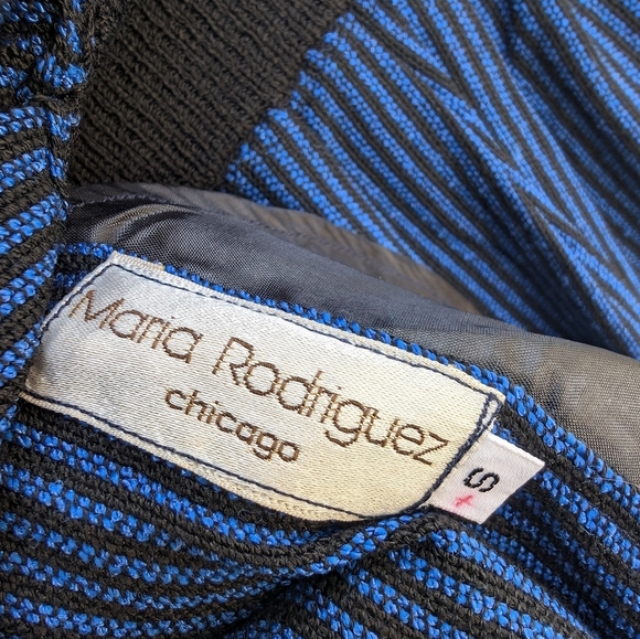 Vintage Maria Rodriguez Chicago Blue Black Wrap Skirt Pockets Women's Size Small - Picture 6 of 9